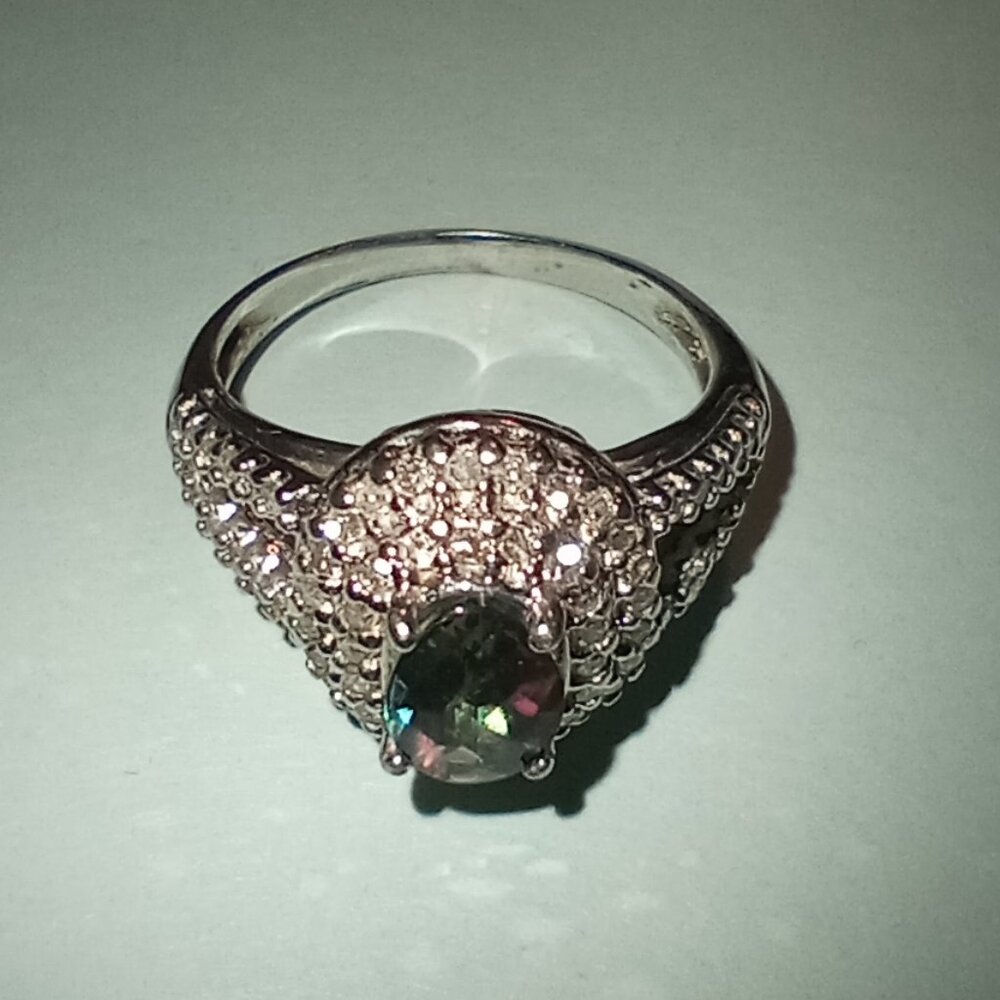 10Kt Yellow or White Gold Mystic Topaz & Diamond Ring - Picture 10 of 11